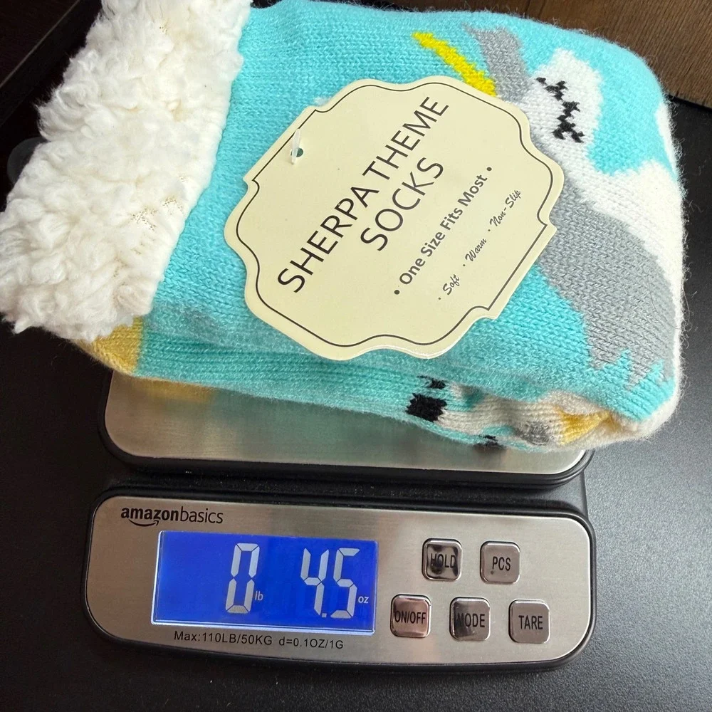 NWT Sherpa Theme Socks Unicorn Star Turquoise Blue Non-Slip Slipper Socks OSFM